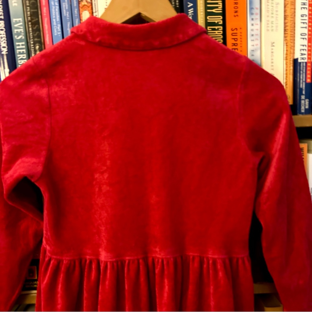 Hanna Andersson Vintage Red Velour Collared Button Front Holiday Dress 8 EU 130 - Picture 5 of 6